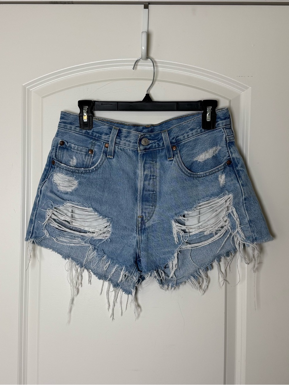 Levi’s high waisted distressed shorts